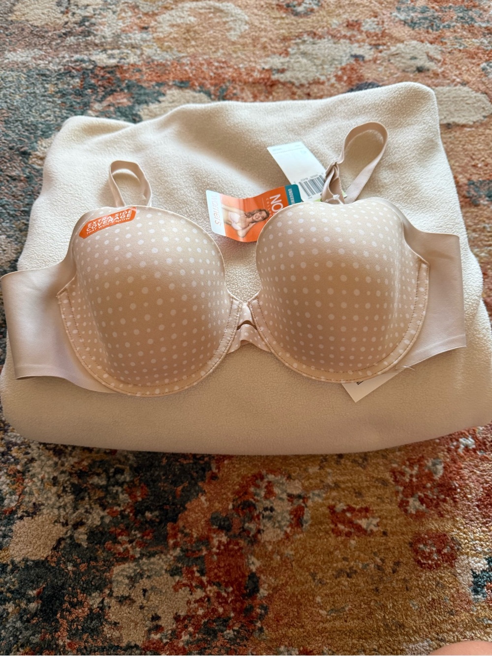 Warner's Beige Polka Dot Seamless T-Shirt Bra- No Side Effects Collection NWT
